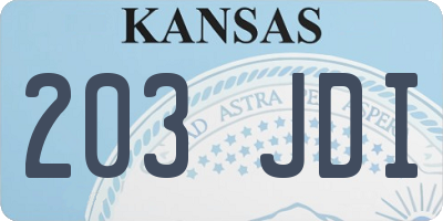 KS license plate 203JDI