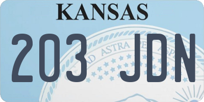 KS license plate 203JDN