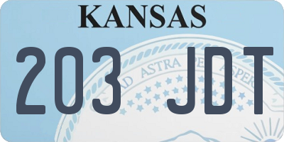 KS license plate 203JDT