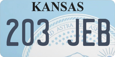 KS license plate 203JEB