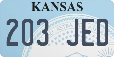 KS license plate 203JED