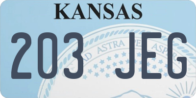 KS license plate 203JEG