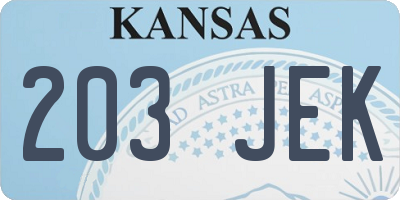 KS license plate 203JEK