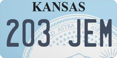 KS license plate 203JEM