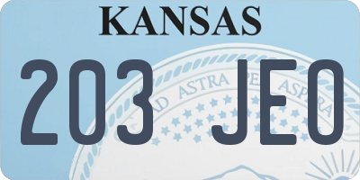 KS license plate 203JEO