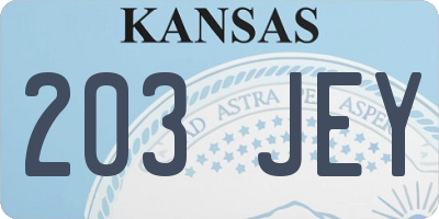 KS license plate 203JEY