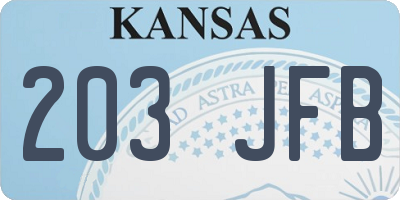 KS license plate 203JFB