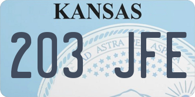 KS license plate 203JFE