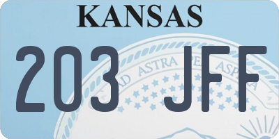 KS license plate 203JFF