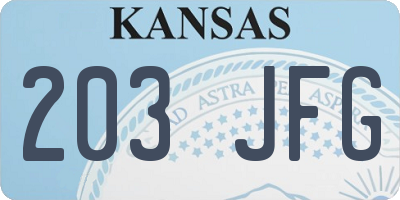KS license plate 203JFG