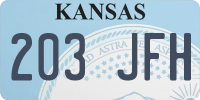 KS license plate 203JFH