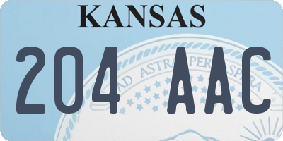 KS license plate 204AAC