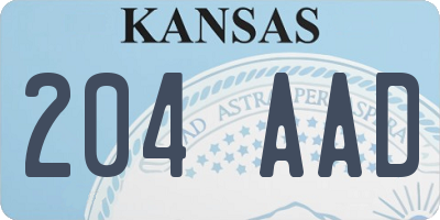 KS license plate 204AAD