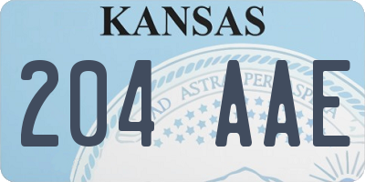 KS license plate 204AAE