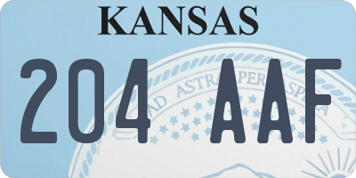 KS license plate 204AAF