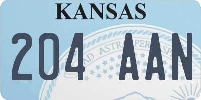 KS license plate 204AAN
