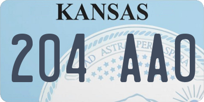 KS license plate 204AAO