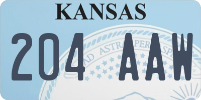 KS license plate 204AAW