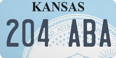 KS license plate 204ABA
