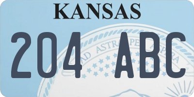 KS license plate 204ABC