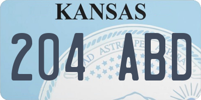 KS license plate 204ABD