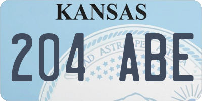 KS license plate 204ABE