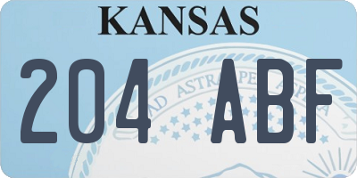 KS license plate 204ABF