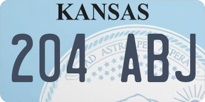 KS license plate 204ABJ