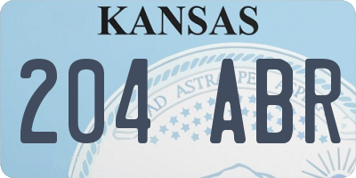 KS license plate 204ABR
