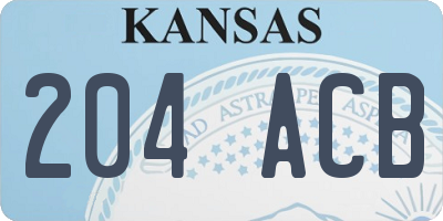KS license plate 204ACB