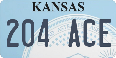 KS license plate 204ACE