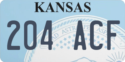 KS license plate 204ACF