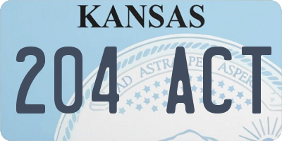 KS license plate 204ACT