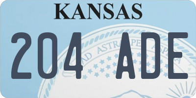 KS license plate 204ADE