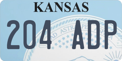 KS license plate 204ADP
