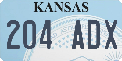 KS license plate 204ADX