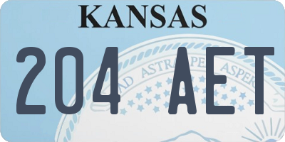 KS license plate 204AET