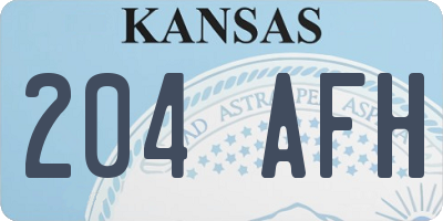 KS license plate 204AFH