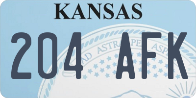 KS license plate 204AFK