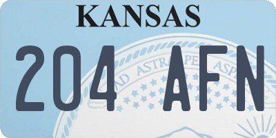 KS license plate 204AFN