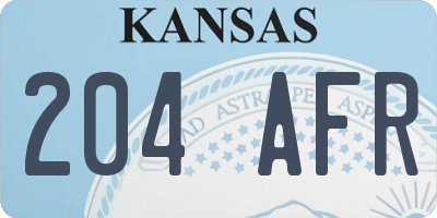 KS license plate 204AFR