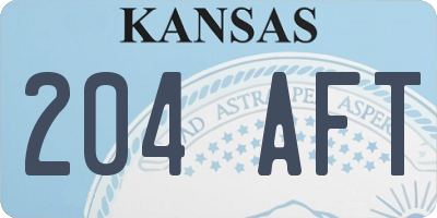 KS license plate 204AFT