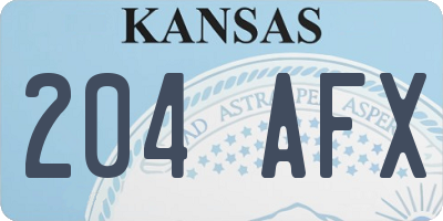 KS license plate 204AFX