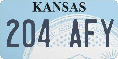 KS license plate 204AFY