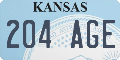 KS license plate 204AGE