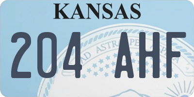KS license plate 204AHF