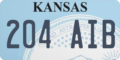 KS license plate 204AIB