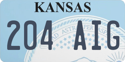 KS license plate 204AIG