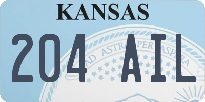 KS license plate 204AIL