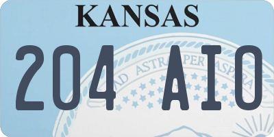 KS license plate 204AIO